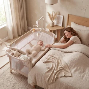 Babies Bassinet, Portable Crib With One Hand Fold