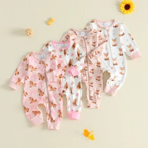 Baby Girl  Round Neck Animal Romper