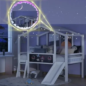 Twin Size Wooden Loft Bed with Ladder
