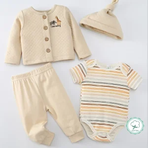 Long Pants, Thick Coat, Romper And Hat, Cotton