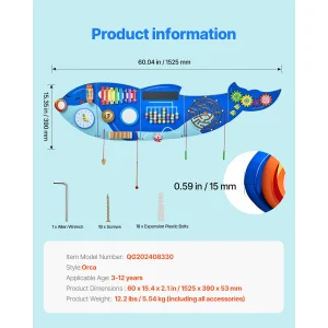SucceBuy Orca Kids Wall Busy Board 12 Activities Hanging Panels