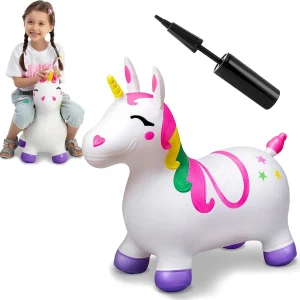 JOYFY Kids Bouncy Unicorn Ride On